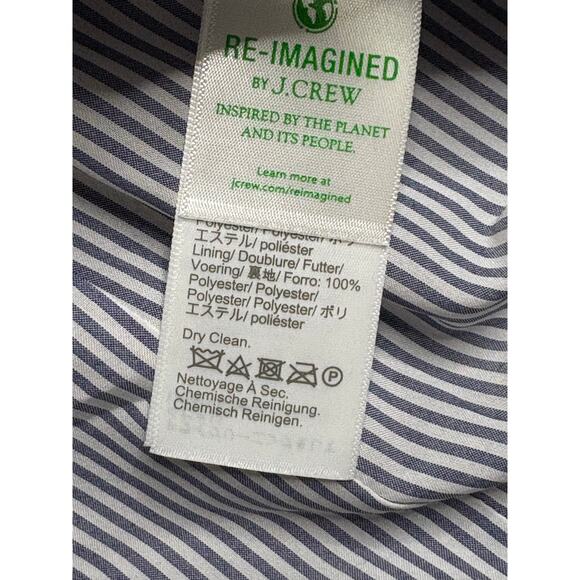 J. Crew Dalton Blazer Italian Linen Navy White Herring Bone Brass buttons Sz 2 - Picture 10 of 14